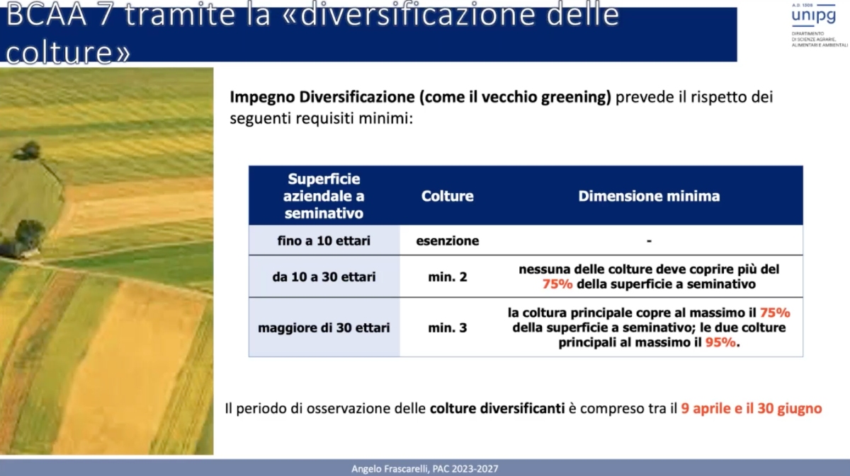 Bcaa 7 tramite la diversificazione delle colture